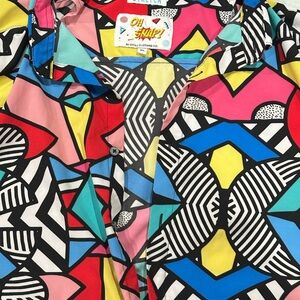 Oh snap by Drill Clothing Co Colorful Geometric Button Up Shirt Men’s XL Retro
